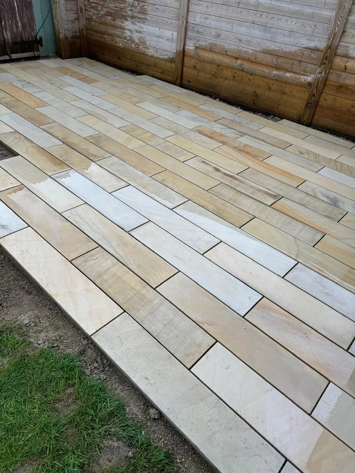 Natural stone patio installed by A Jones Contractors