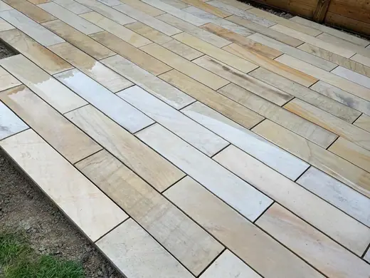 Natural stone patio installed by A Jones Contractors